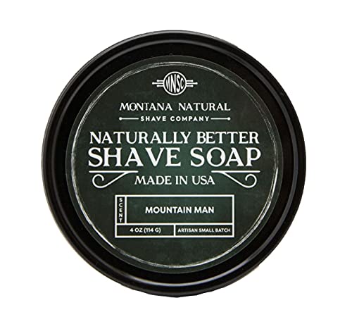 MNSC Mountain Man Artisan Small Batch Shave Soap for a Naturally Better Shave - Smooth Shave, Hypoallergenic, Prevent Nicks, Cuts, and Razor Burn, Handcrafted in USA, All-Natural, Plant-Derived