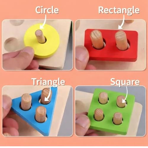 Image of 3 in 1 Wooden Fishing, Shape Sorting & Stacking Toy | Montessori Magnetic Fish Catching Game | Brain Development & Fine Motor Skills for Kids 1-5 Years