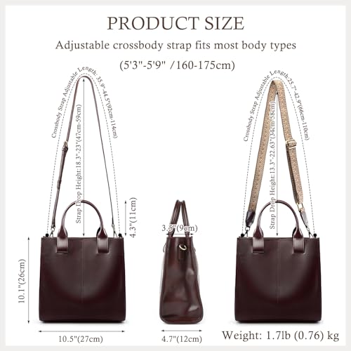 Bolso tote de cuero genuino para mujer, cierre cremallera miniatura 4