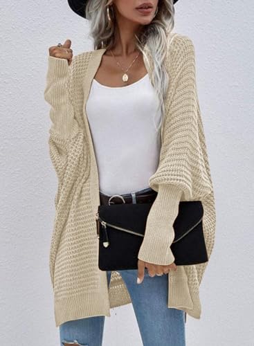 Image of Dokotoo Women's 2026 Fashion Casual Oversized Open Front Batwing Long Sleeve Chunky Knit Cardigans Sweaters Outerwear Coats