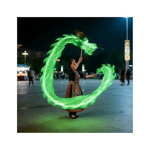 ZNQNDSR Juegos De Malabares Chinos POI con Cinta De Dragón Lavable, Combo con Cabeza Y Cuerda para Columpio para Fiestas De Fitness Al Aire Libre(Green,26ft)