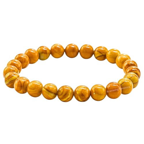 Amazing Gemstone Yellow Jasper Bracelet for Women Men's Gifts - Protection Healing Crystal Bracelet - 8mm Gemstone Beaded Stretchable Bracelet