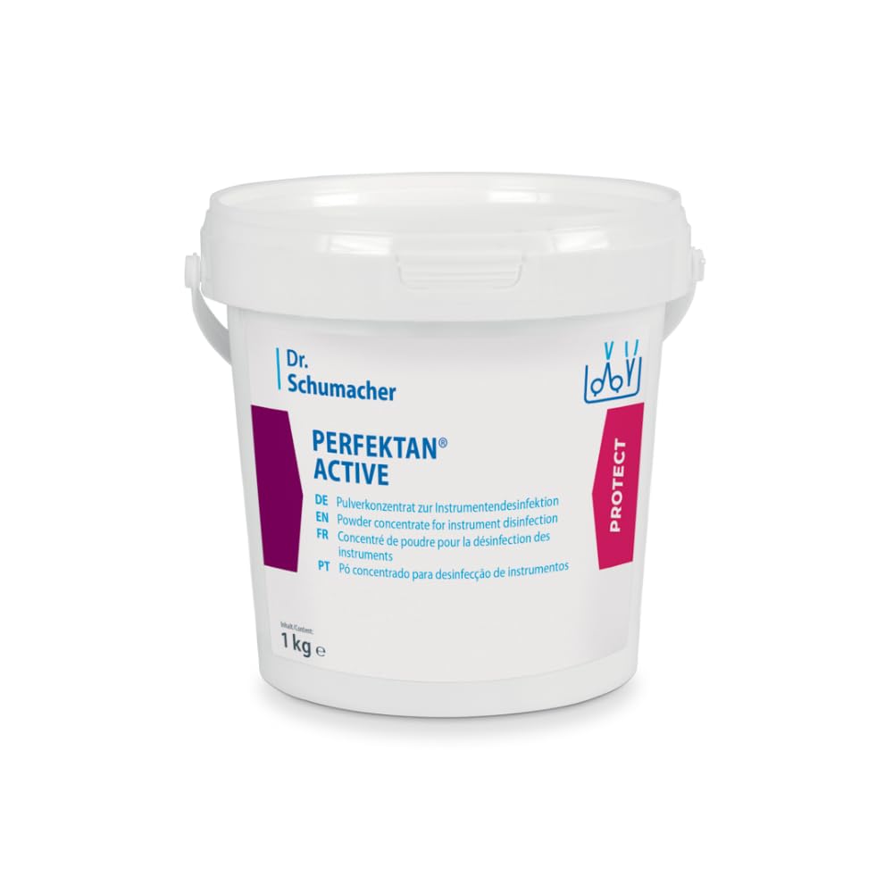 Dr. Schumacher Perfektan Active Instrumentendesinfektion - 1 kg | Eimer (1 kg) - Desinfektionsmittel Pulverkonzentrat für medizinische Instrumente - Weiß