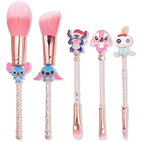Cute Anime Stitch Makeup Brushes - Stitch Ohana Means Family Cosmetic Make Up Brushes Set Foundation Eye Shadow Brush Set Christmas Halloween Gifts For Women (1st version) Cover