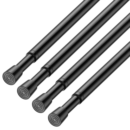 Image of AIZESI Spring Tension Rods Adjustable Tension Curtain Rod Small Tension Rod No Drilling Expandable Spring Loaded Curtain Tension Rod(Black,18 inch to 28 inch-4Pcs)