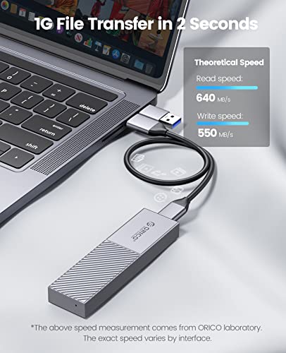 Image of ORICO M.2 SATA SSD Enclosure Reader USB 3.2 /3.1 Gen1(6Gbps) USB-C External Aluminum Adapter ,Support UASP Trim for M2 SATA NGFF 2242 /2260 /2280 SSD with B Key /B+M Key( only for M.2 SATA SSD)-M205-Gray