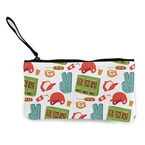 Preisvergleich Produktbild Hdadwy Wecker Spielen Softball Leinwand Reißverschluss Geldbörse, personalisierte Dame Make-up-Tasche, Handtasche, Koffer Damen Accessoires