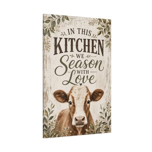 Toile vache de la ferme 80x120cm pour décoration de cuisine