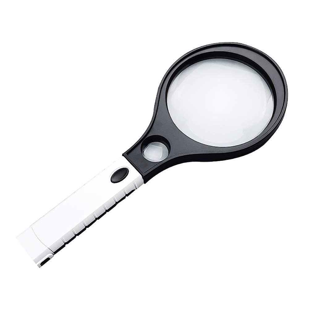 asdchZen Magnifying Glass,With Light 4X 10X Handheld Magnifying Glass,12 Led Illuminated Lighted Magnifier For Seniors Reading Soldeinspection Jewelry Explomagnifier/Black