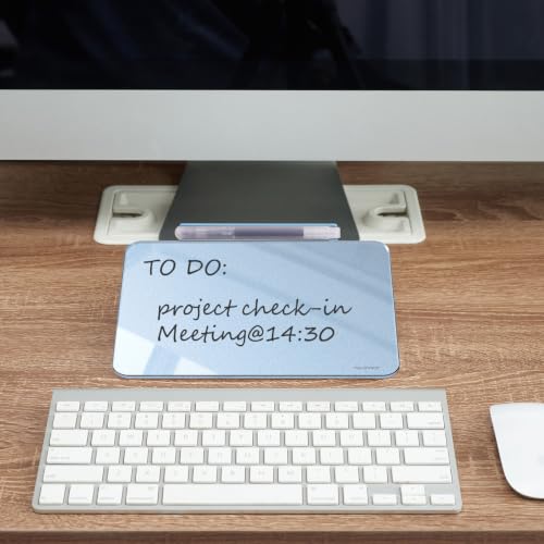 Image of TSJ OFFICE Small Desktop Whiteboard - Glass Dry Erase Board 8 X 6 Inches Tabletop Easel Whiteboard with Stand, Desk Board Buddy for Artist, Teacher and Student - Blue & Gold