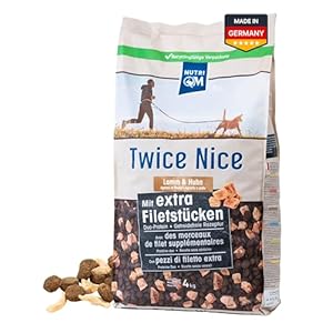 Twice Nice Adult Lamm & Huhn – Getreidefreies Trockenfutter für ausgewachsene Hunde – Mit Filetstücken & Kolostrum – Duo-Protein, leicht verdaulich – Made in Germany – 4 kg