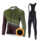 UGLY FROG 2024 Fahrradbekleidung Set, Herren Langarm Radsportanzüge Radtrikot Kleidung Langärmeliges Fahrradtrikot mit Thermofleecefutter Radhose mit Sitzpolster Winter