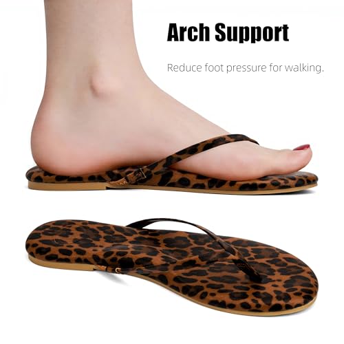 Image of INMINPIN Flat Flip Flops with Arch Support for Women - Memory Foam Flats Summer Sandals 2026 - Ultra Comfort Vegan Leather Thong Sandals Summer Beach Slide