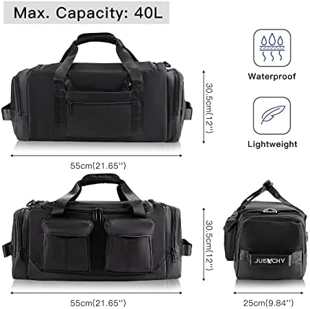 Jueachy Sports Gym Bag with Shoes Compartment & Wet Pocket, Large Capacity Travel Duffle Bag, Waterproof Luggage Holdall Bag with Shoulder Strap & Backpack Function for Fitness Workout Women Men
