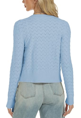 Image of Women's Long Sleeve Cropped Knitted Sweater Cardigan Button Down Open Front Knitted Shrug Sweaters
