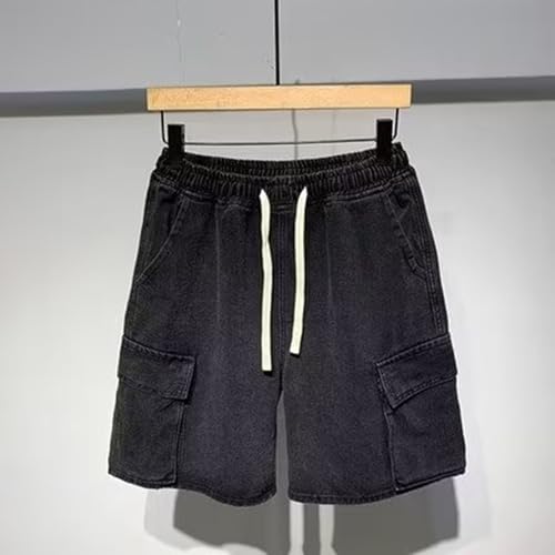 Short en jean avec elastique et cordon longueur genou confortable - 3