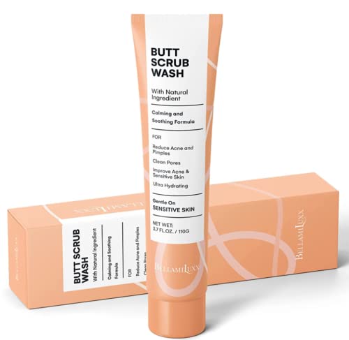 BellamiLuxx Butt Scrub Wash - 110 ml Butt Exfoliating Scrub - Butt Scrub Acne Natural - Skin-Friendly and Non-Drying Formula - Natural Ingredients Scrub for Pimples on Butt - Treatment for Butt Acne.