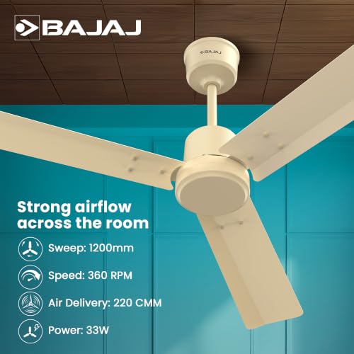 Image of Bajaj Classico Sleek 5S 1200MM(48) BLDC Ceiling Fan with Remote|BEE 5 Star Rated Energy Efficient|Saves upto 57% on electricity bills|Sleek Compact Design|High Air Delivery|2Yr Warranty|Matte Ivory