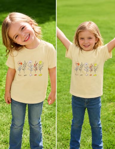 Image of Toddler Girls Clothes T-Shirt Short Sleeve Graphic Tee Cartoon Dinosaur 2-6T Girl Shirt Summer