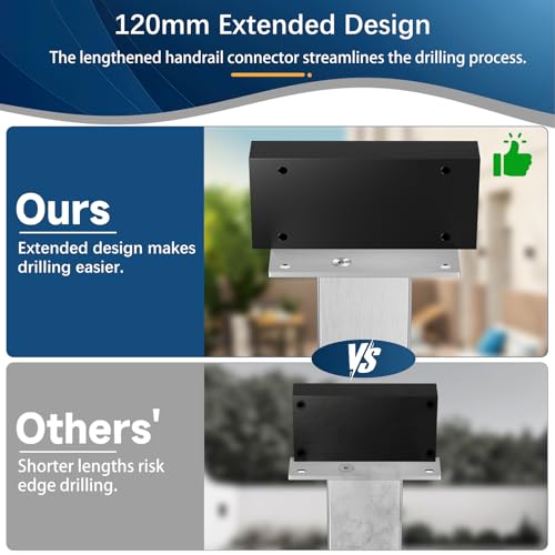 Image of 10 Pack Black Extension Connector for Stainless Steel Flat Handrail