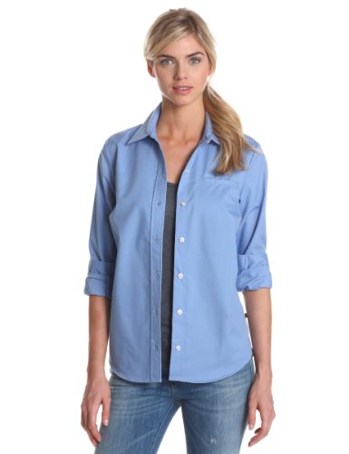 Dickies Shirts Women Womens LB Stretch Poplin Long Sleeve Shirt FL036LB-2X Large - Blue