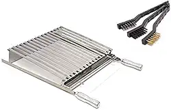 Grelha Churrasco Parrilla Argentina Inox e Cabo Metalico 50x40cm Com Escova Limpeza