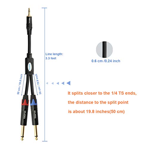 Tisino 1/8 To 1/4 Stereo Cable, 1/8 Inch Trs Stereo To Dual 1/4 Inch Ts Mono Y-Splitter Cable 3.5Mm Aux Mini Jack To Jack Breakout Cord - 3.3 Feet #TOP5