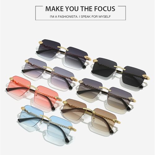 Men's Frameless Sunglasses Fashion Personalized Snake Shaped Metal Frame Retro Simple And Exquisite，L78422