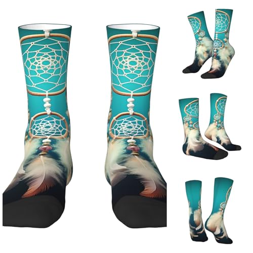 LZQPOEAS White dream catcher feather Athletic Socks Unisex Cushioned Crew Socks Hiking Running Calf Sock Soft Above Ankle Sock