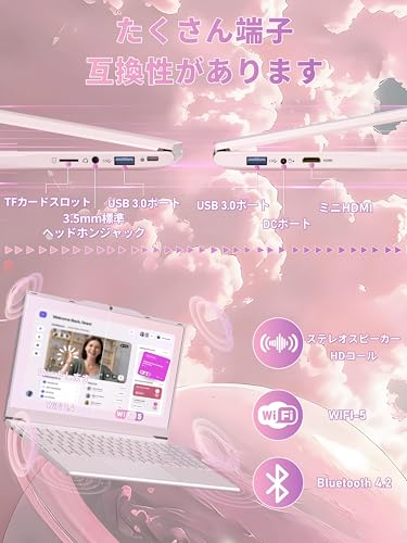 undefined 2025 14インチ テンキーパッド付きノートパソコン Win 11 pro/Office 2024 Celeron N5095 8 GB Ram(最大64GB拡張) 512GB Nvme SSD 1080P FHDディスプレイ 薄型 180°ヒンジ/Wifi/Bluetooth仕事/勉強 ピンク の商品画像 8