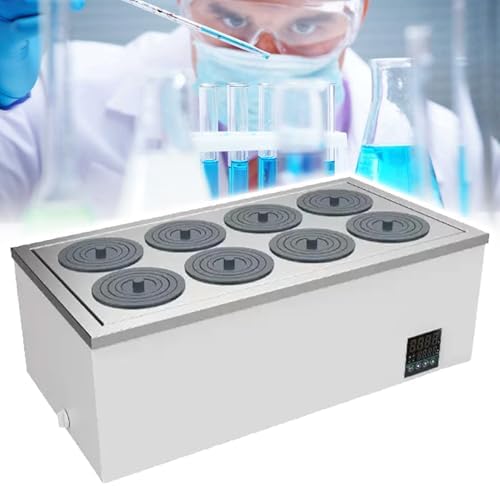 Digital Lab Water Bath, Electric Heating Device with 1/2/4/6/8 Holes, Stainless Steel Liner, Anti-Dry Burning, Ideal for Laboratory Experiments