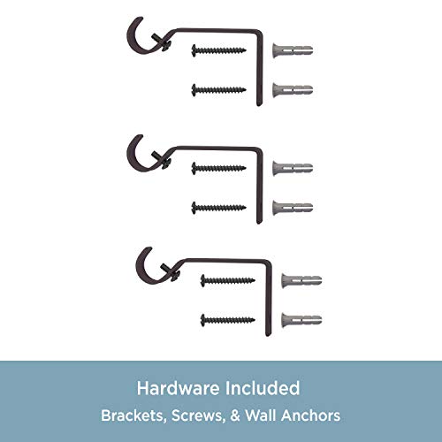 Kenney Chelsea 5/8" Standard Decorative Window Curtain Rod, 48-86", Weathered Brown #TOP3