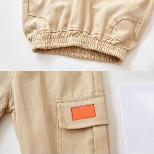Little Girls Boys Casual Cargo Jogger Pants Toddler Elastic Waist Sweatpants Casual Pants Kids Trousers4