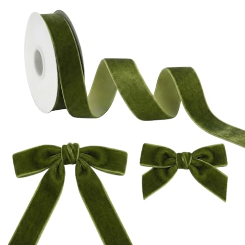 9m Sage Green Velvet Ribbon 20mm Wide Soft Velvet Ribbon for Hair Accessories Present Wrapping Rustic Wreaths Home Decor Crafts (2cm x 9m Sage Green)