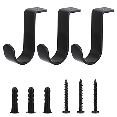 TOLIDA Juego de 3 Soporte Barra Cortina Soporte de Poste de Cortina de Metal Soporte Palo Cortina Ajustables Soporte de Cortinas de Pared con Tornillos Sujeción Barra Cortina Techo para Hogar