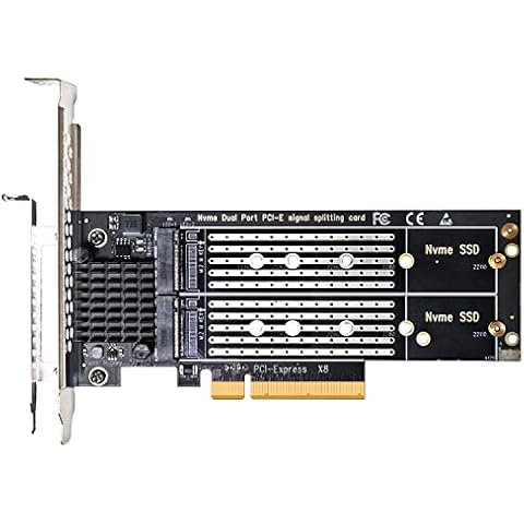 GLOTRENDS Dual M.2 PCIe 4.0/3.0 X8 Adapter, Support 2 x M.2 PCIe SSD RAID-on-CPU (VROC) in Intel Platform and PCIe 4.0 NVMe RAID in AMD Platform, PCIe Bifurcation Motherboard is Required (PA21) Cover