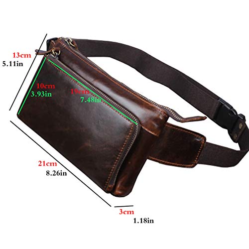 KPYWZER Vintage Leather Waist Bag Fanny Pack for Men&Women Hip Bum Bag with Adjustable Strap for Outdoors Workout Traveling Casual Running Hiking Cycling Brown - Image 4