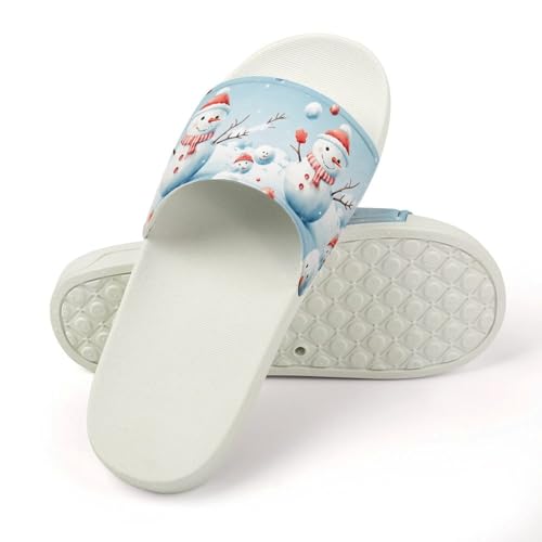 Blue Snowman Funny House Sandals Non Slip Shower Slippers Quick Drying Bathroom Shoes for Women Men4