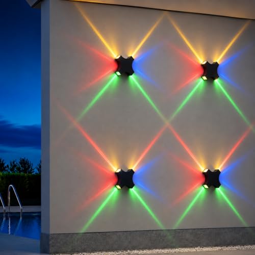 Image of FERA Waterproof Up Down LED Wall Lamp, Aluminium IP65 Body 4 Way, Multicolor, Indoor /Outdoor Decorative Wall Sconce Light (RAYZR Color)