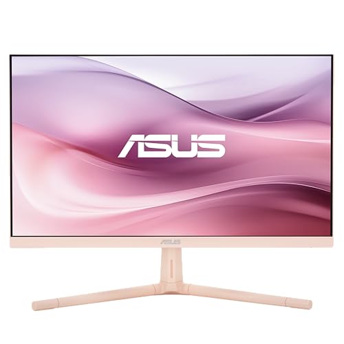 ASUS Eye Care VU249CFE-P - 24 Zoll Full HD Monitor - 100 Hz, 1ms MPRT, AdaptiveSync, GreenProduct, Epeat Gold - IPS Panel, Vesa 75x75, 16:9, 1920x1080, HDMI, USB-C mit 15W PD, ergonomisch, Hellrosa