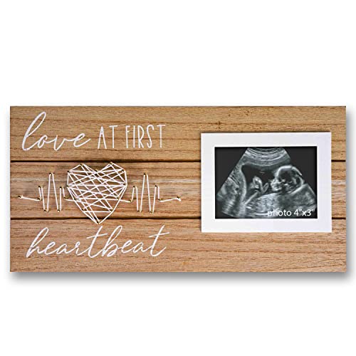 Image of New Mom Mothers Day Gifts,Pregnancy Announcement Gift ideas Baby Nursery Decor,Gender Reveal Baby Shower for Expecting Mommy,Sonogram Ultrasound Picture Frame,Love At First Heartbeat,4"x3" Photo
