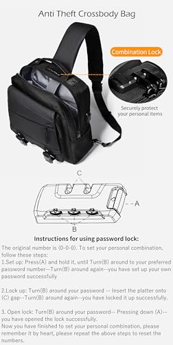 Leaper Crossbody Messenger Bag for Men: 13L Multi-pocket Satchel Sling Shoulder Bags for Travel Daily Work - Women Single Strap Backpack for Cycling, Hiking - Laptop Sling Bag for Men 14 inch, Black4