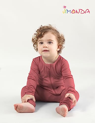 Jimonda Baby Footless Pajamas,Two Zip Closure Long Sleeve Romper,Infant Clothes Pjs 4 Pcs4