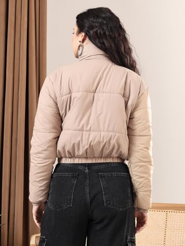 Image of KOTTY Women Nylon Full Sleeve Solid Standard Length Puffer Jacket
