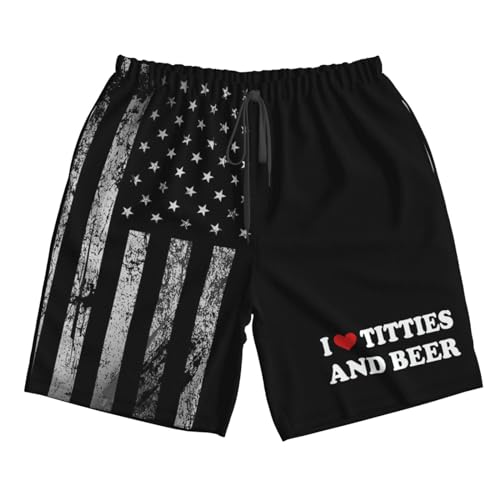Funny Mens Swim Trunks Quick Dry Board Shorts with Mesh Lining, Breathable Hawaii Beach Shorts Swimwear Swim Shorts62- L Black