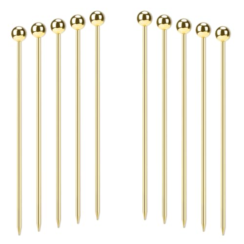 Polly Online 10 Piezas de palitos de cóctel, palitos de Fruta de Acero Inoxidable, Palillos de Bebidas Reutilizables, Palillos de Aperitivo, palitos de Vidrio de Martini