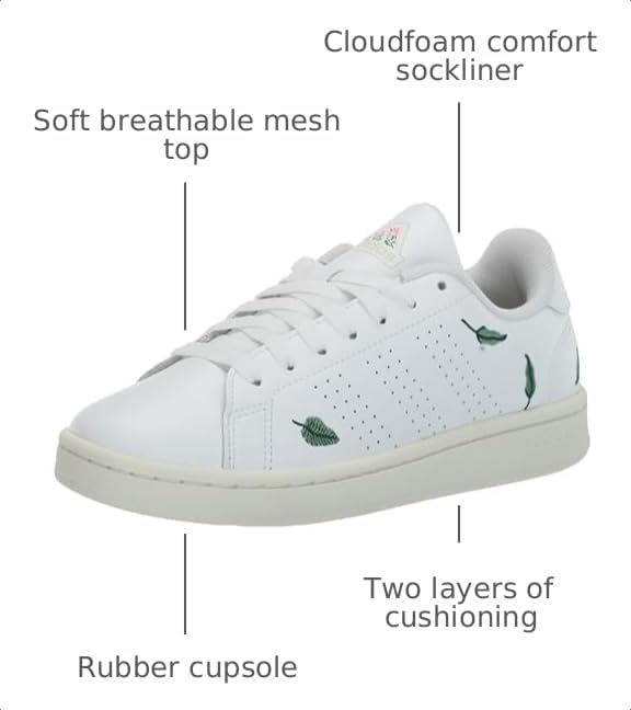 Image of adidas Womens Advantage Lace Up Sneakers Shoes Casual - White