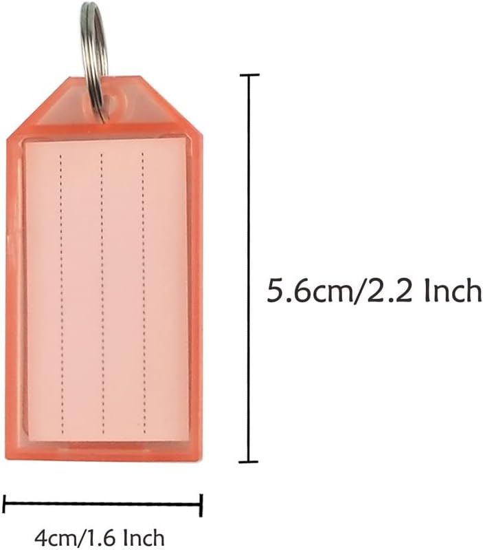 20 Pack 2.2 Inch Tough Plastic Key Tags, Key Labels with Split Ring and Label Window, 5 Colors, with a Clear Storage Box