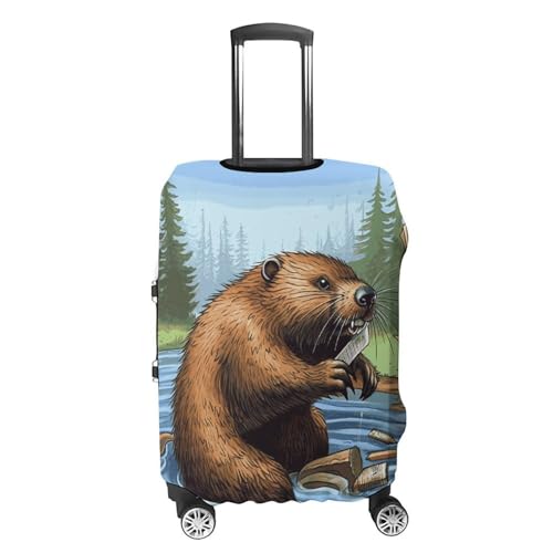 Travel Luggage Cover Elastic Suitcase Protector Anti-Scratch Washable Busy Beaver Cartoon Luggage Sleeve Tsa Approved Carry on Covers Baggage Cover Fits 18-32 Inch Luggages4