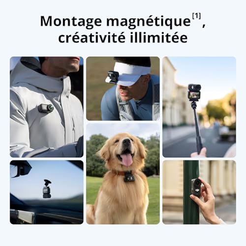 DJI Osmo Nano Bundle Standard (128 Go) - Petite caméra vlog 4K/60 IPS avec capteur 1/1,3″, vidéo FOV Large 143°, 200 Min d'enregistrement, caméra POV magnétique 4K pour Le Sport, Le vlog